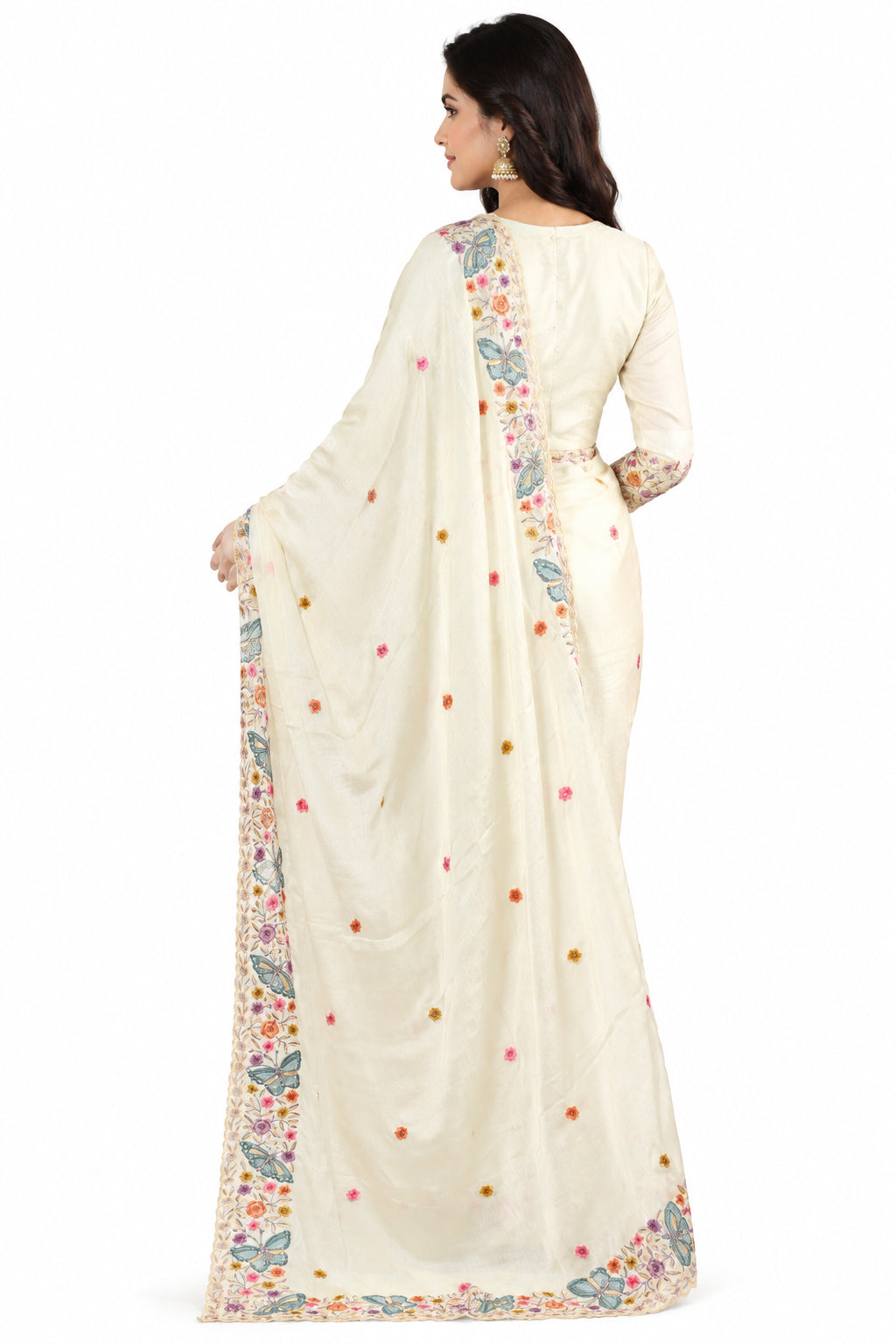 Kashmiri Embroidery Designer Saree with Blouse & Full Sleeve Koti